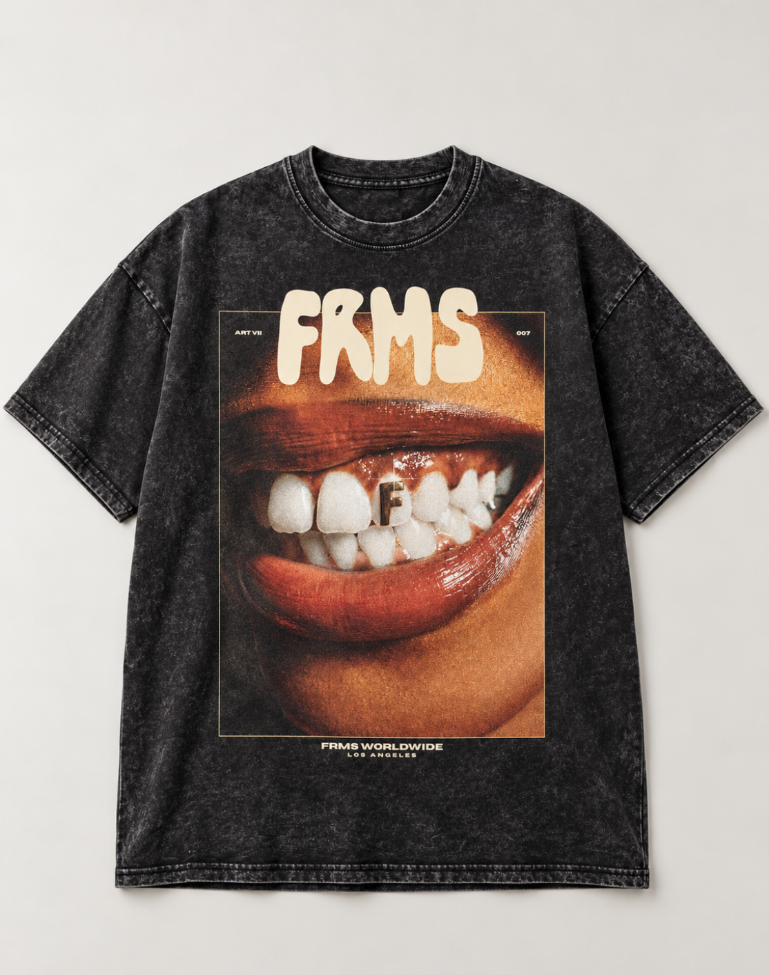 FRMS ART VII Tee — Washed Black, front view